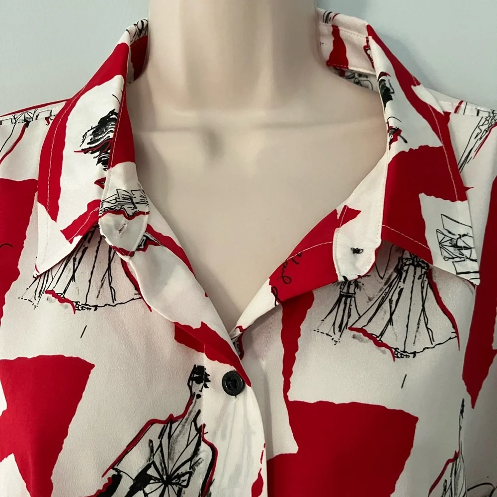 Karl Lagerfield Paris graphic print top baggy art to wear eclectic minimalist 2X - Picture 4 of 9